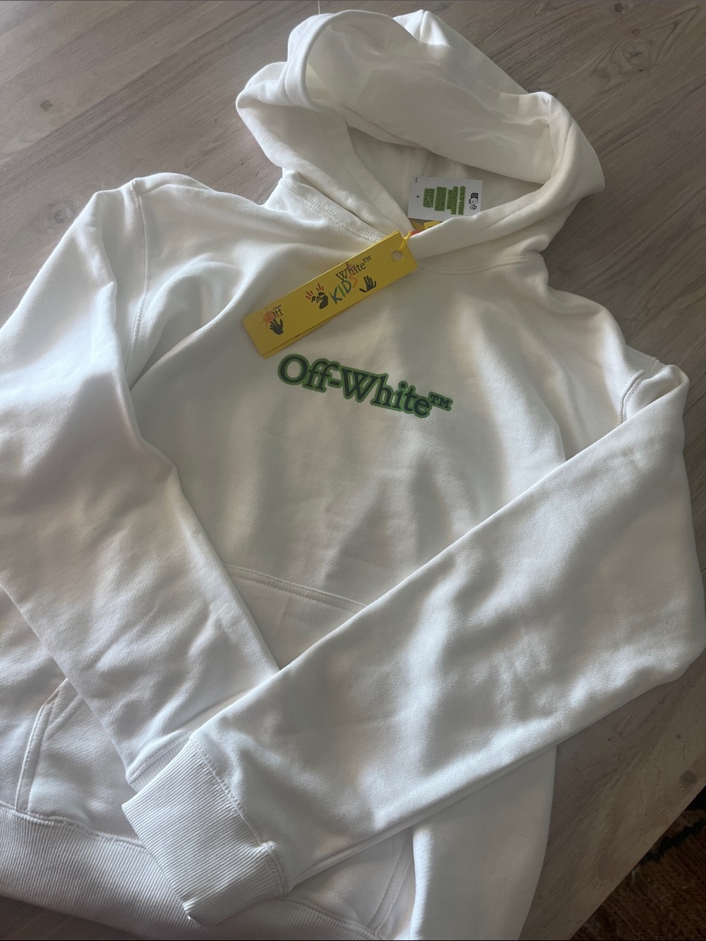 Off- White youth glow in the dark hooded sweatshirt